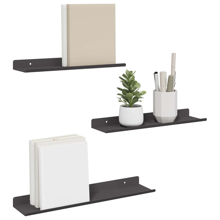 Scaffale da parete con lo scaffale 3 pcs Nero 80 x 9 x 2.5 cm 8003930