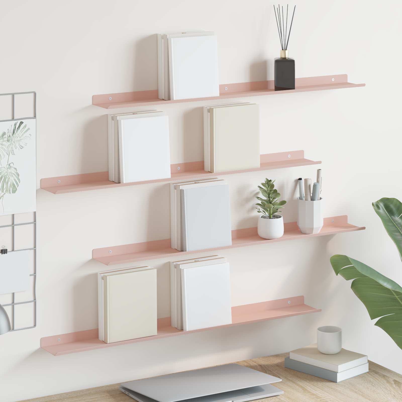 Scaffale da parete con lo scaffale 4 pcs Rosa 80 x 9 x 2,5 cm 8003975