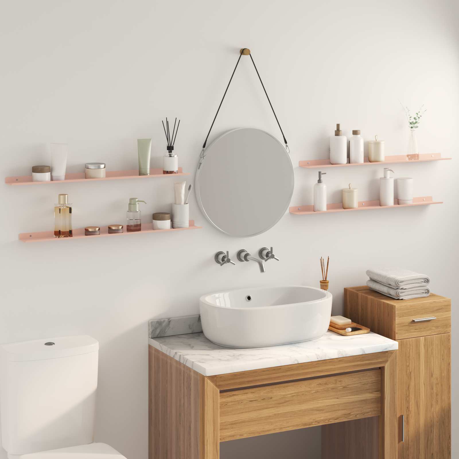 Scaffale da parete con lo scaffale 4 pcs Rosa 80 x 9 x 2,5 cm 8003975
