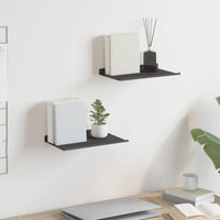 Scaffale da parete con lo scaffale 2 pcs Nero 80 x 9 x 2.5 cm 8003996