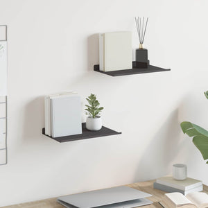 Scaffale da parete con lo scaffale 2 pcs Nero 80 x 9 x 2.5 cm 8003996