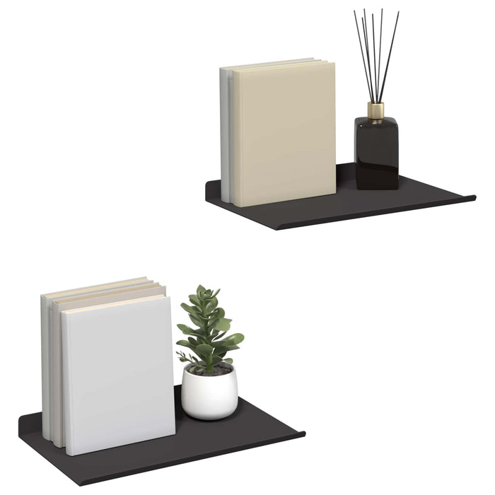 Scaffale da parete con lo scaffale 2 pcs Nero 80 x 9 x 2.5 cm 8003996