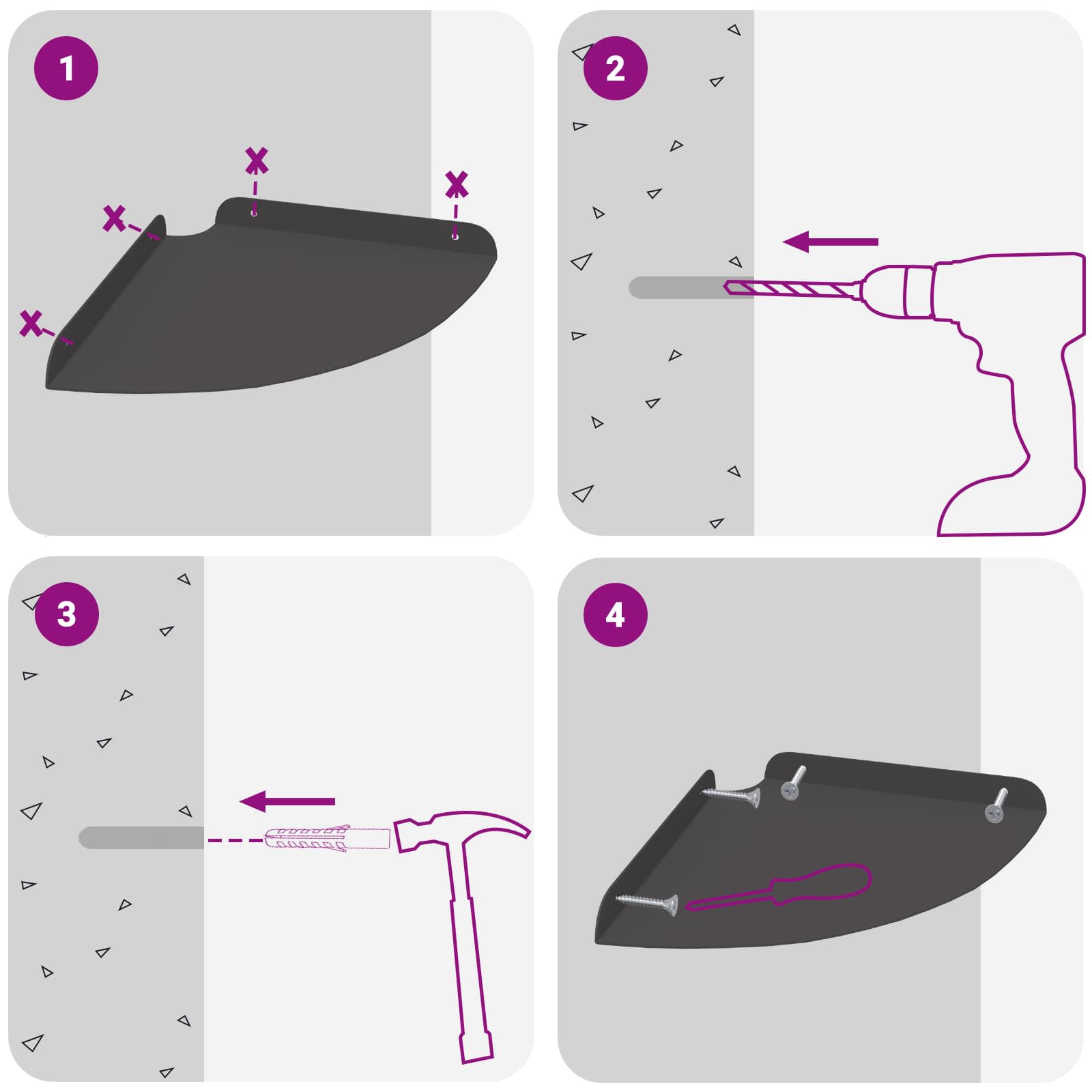 Scaffale da parete con lo scaffale 2 pcs Nero 18 x 18 x 2.3 cm 8004098
