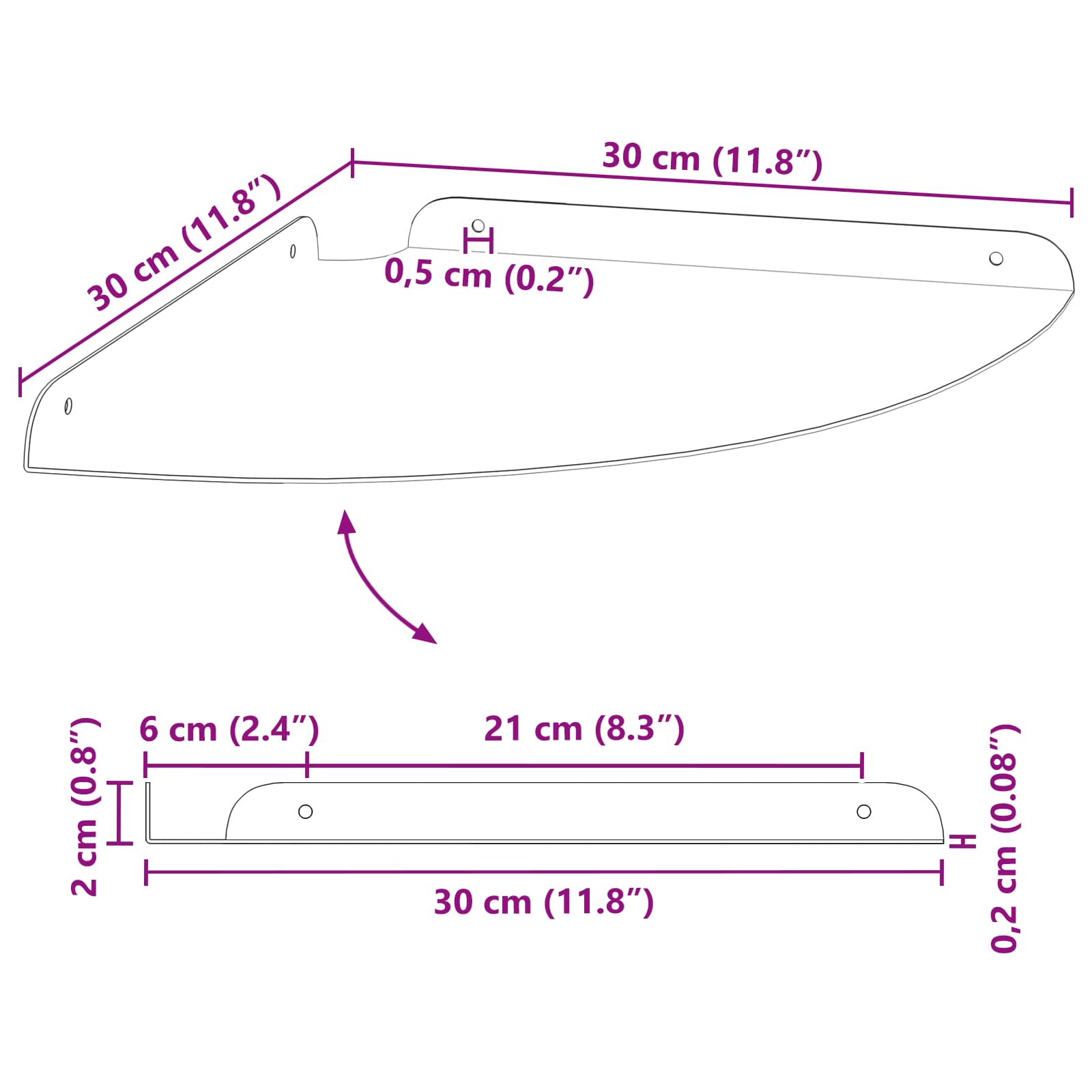 Scaffale da parete con lo scaffale 2 pcs Nero 18 x 18 x 2.3 cm 8004110