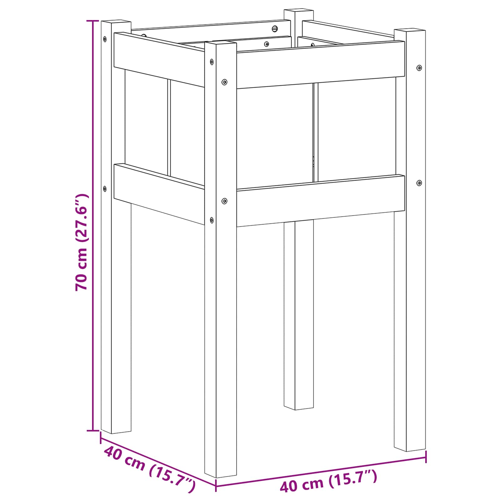 Vaso da giardino Natura 40 x 40 x 70 cm Pino massello 8000828