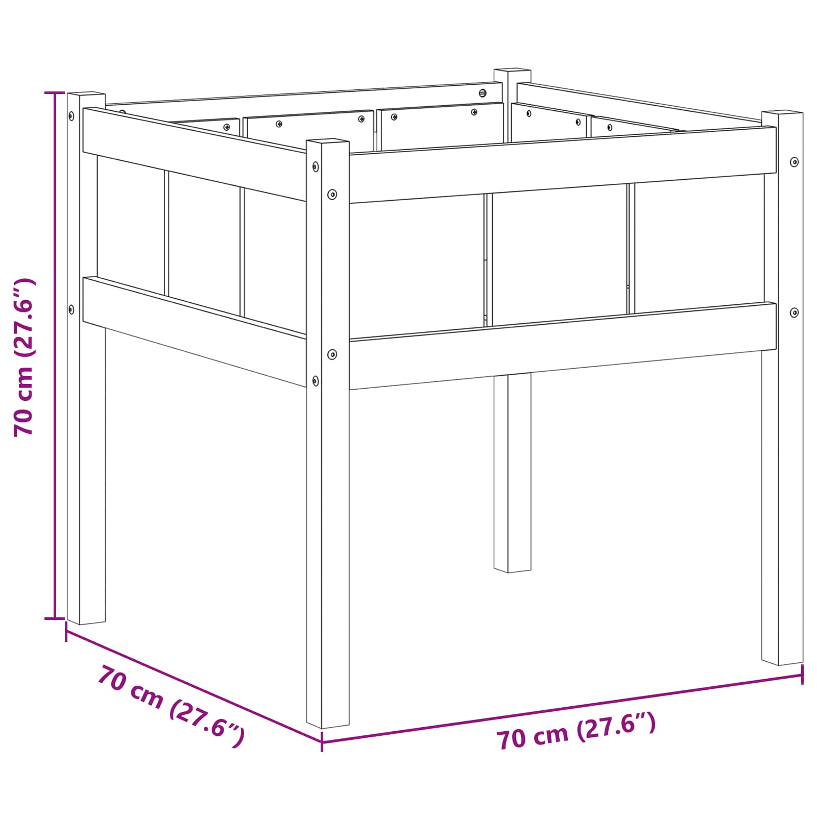 Vaso da giardino Natura 70 x 70 x 70 cm Pino massello 8000848