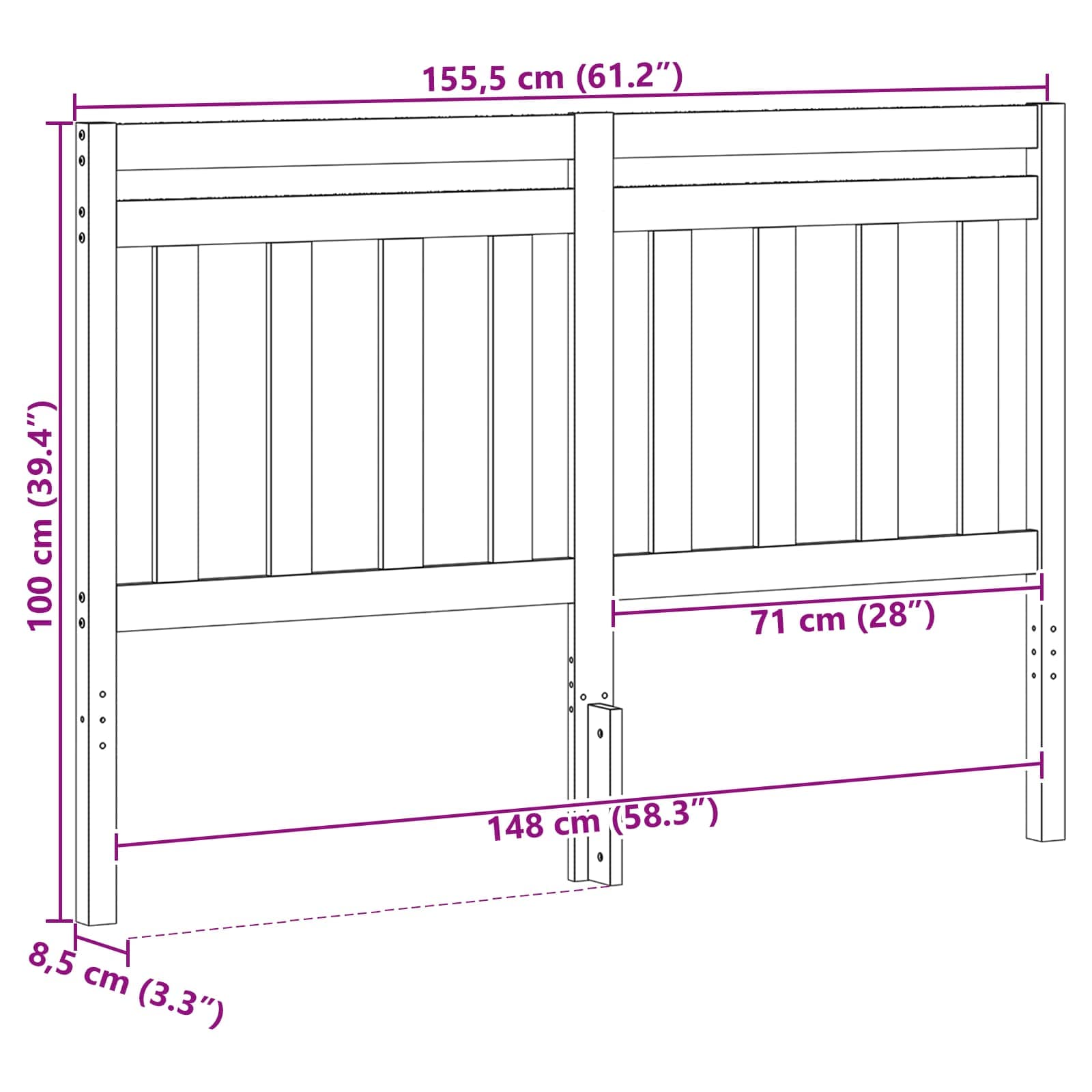 Testiera-Testata-Testiera Decorativa Marrone cerato 155,5 x 100 cm