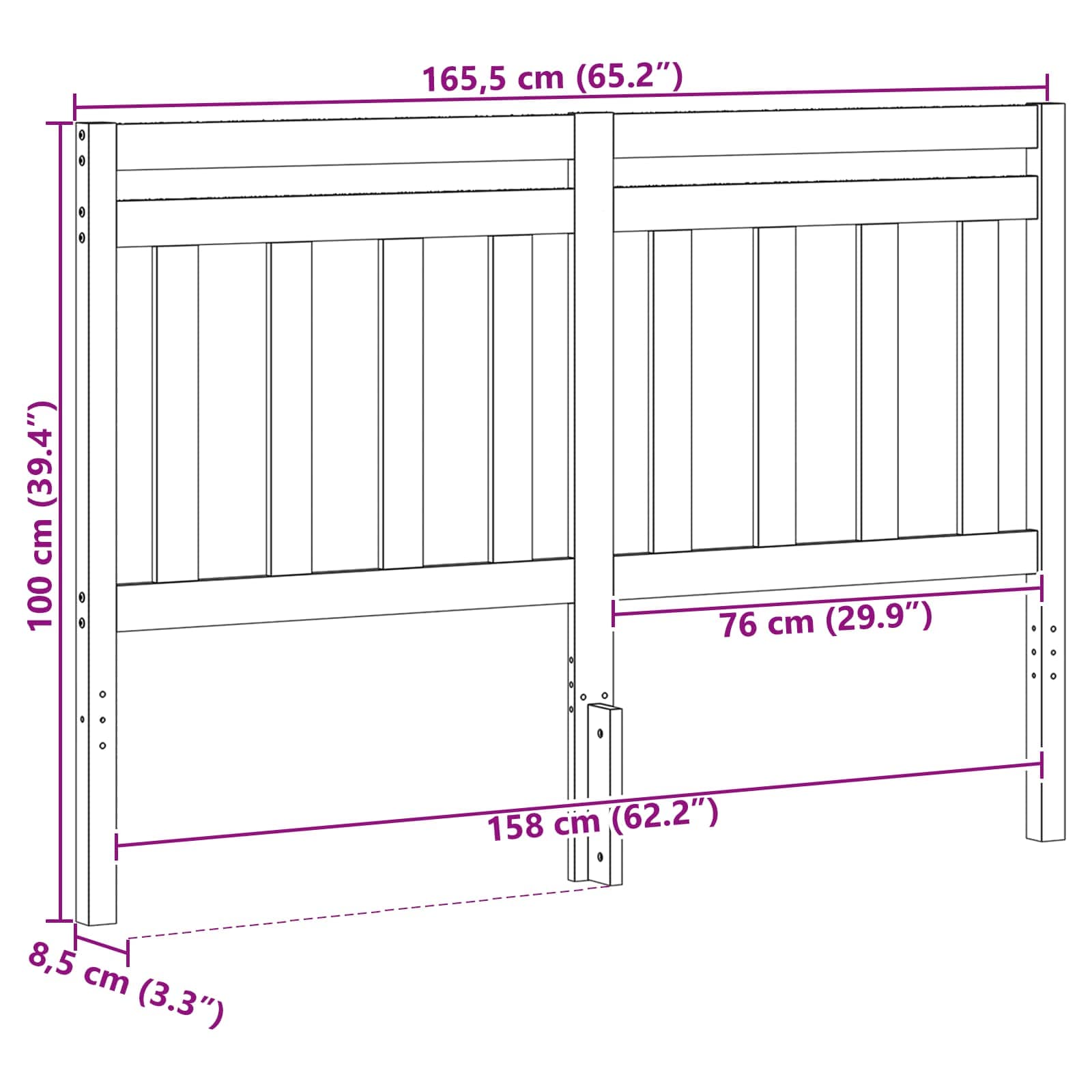 Testiera-Testata-Testiera Decorativa Marrone cerato 165,5 x 100 cm