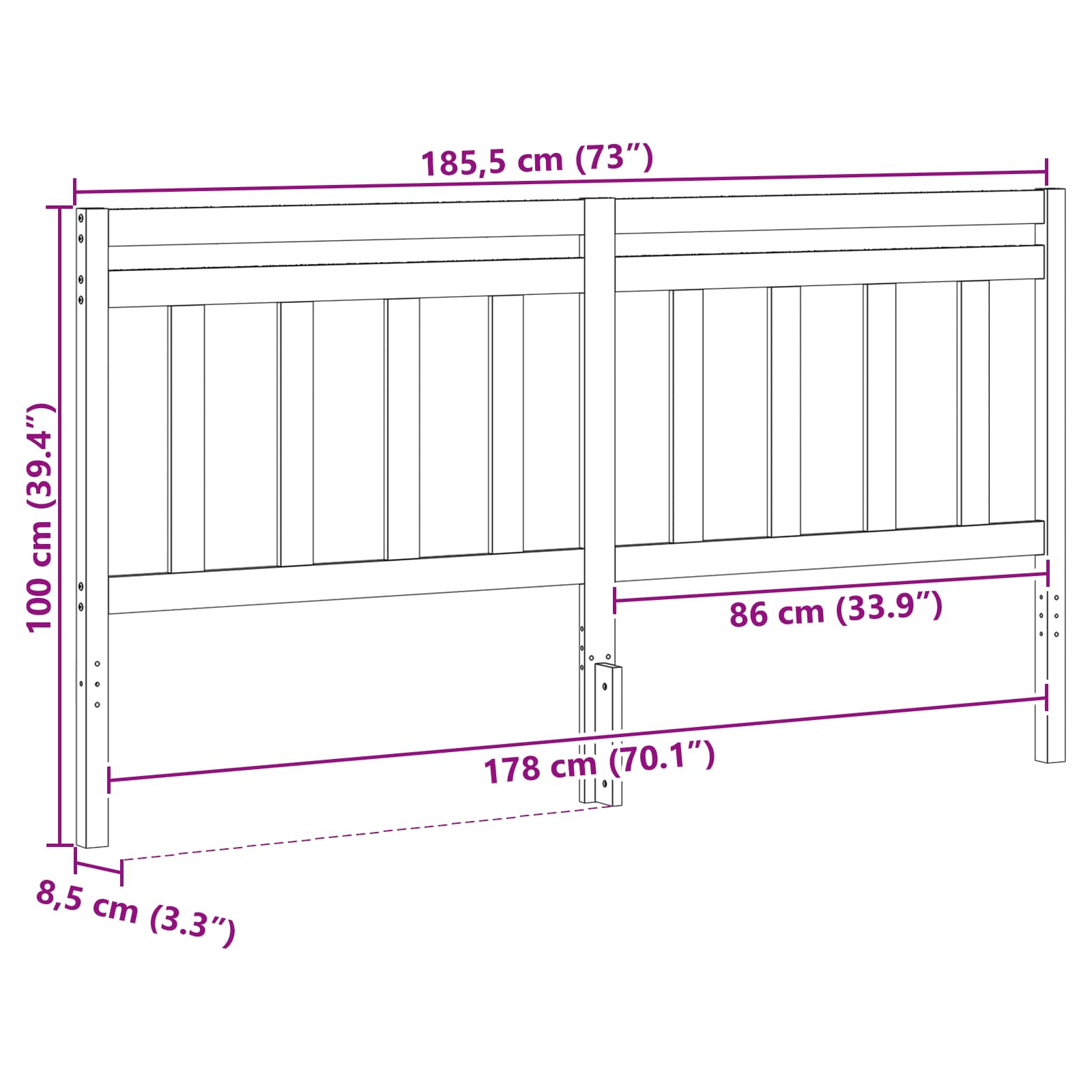 Testiera-Testata-Testiera Decorativa Marrone cerato 185,5 x 100 cm