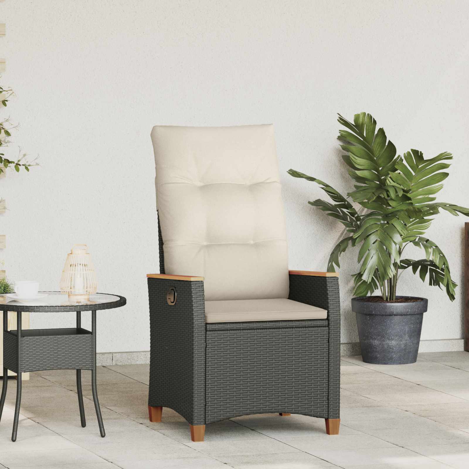 Sedie da Esterno con cuscino Grigio e Blu Navy Rattan 42026859