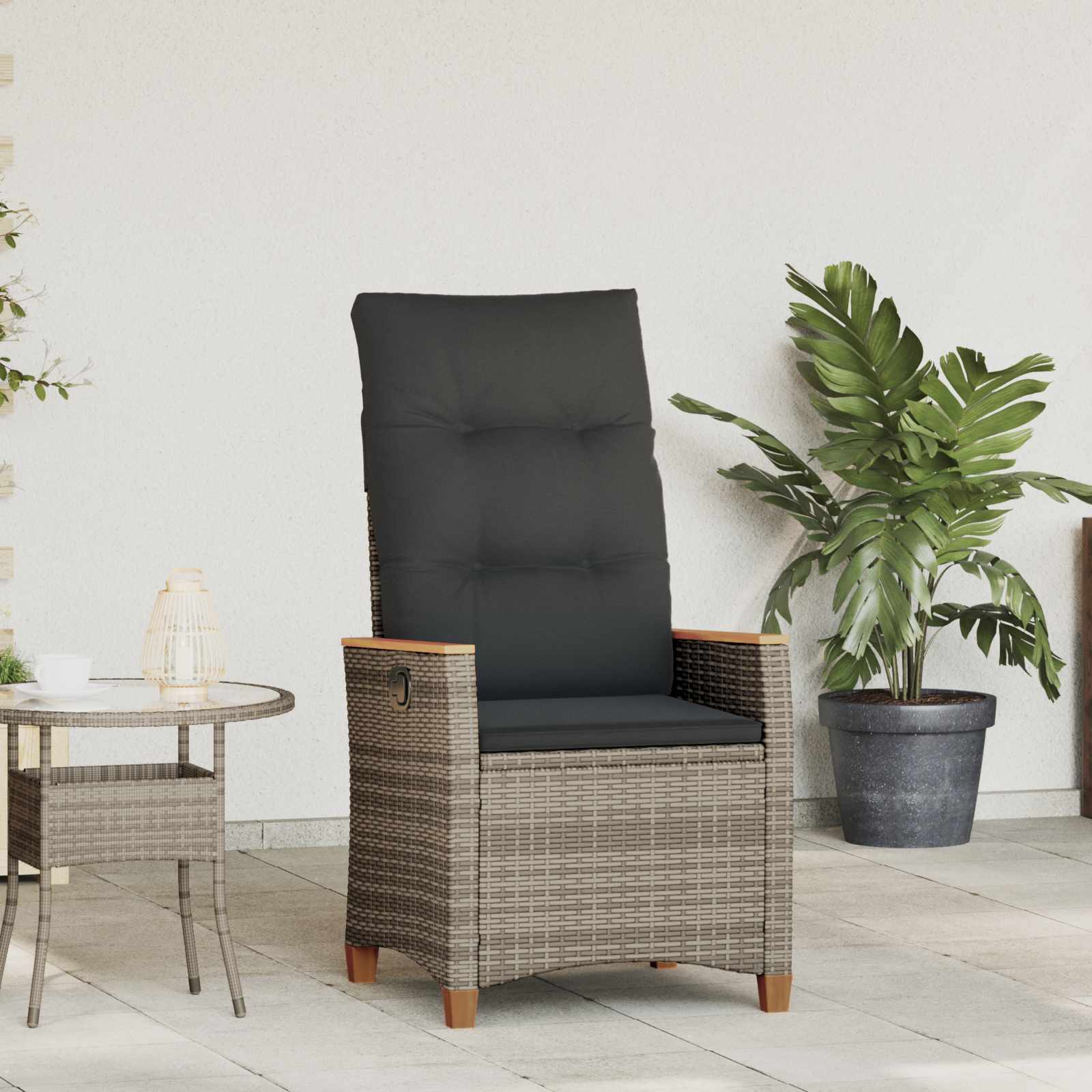 Sedie da Esterno con cuscino Grigio e Blu Navy Rattan 42026860