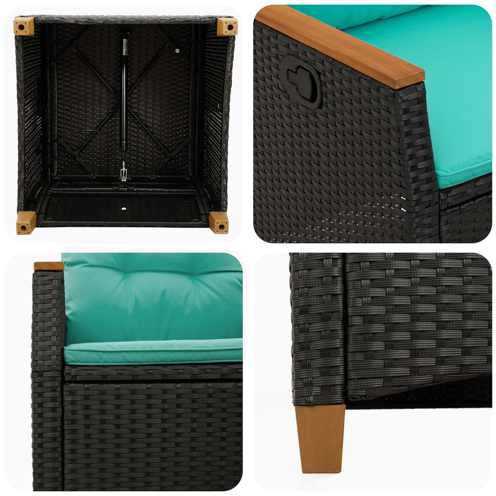 Sedie da Esterno con cuscino Grigio e Blu Navy Rattan 42026863