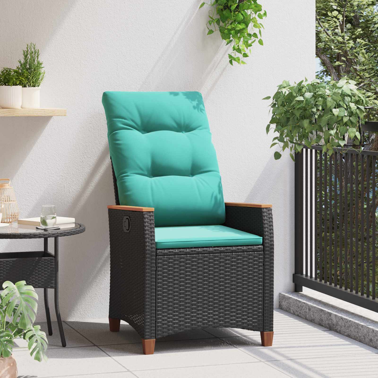 Sedie da Esterno con cuscino Grigio e Blu Navy Rattan 42026863