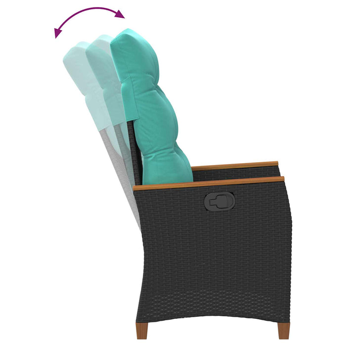 Sedie da Esterno con cuscino Grigio e Blu Navy Rattan 42026863