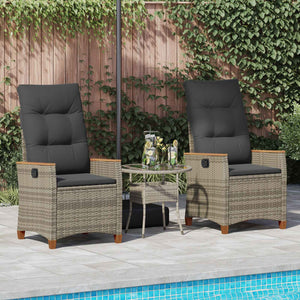 Sedie da Esterno con cuscino Grigio e Blu Navy Rattan 42026865