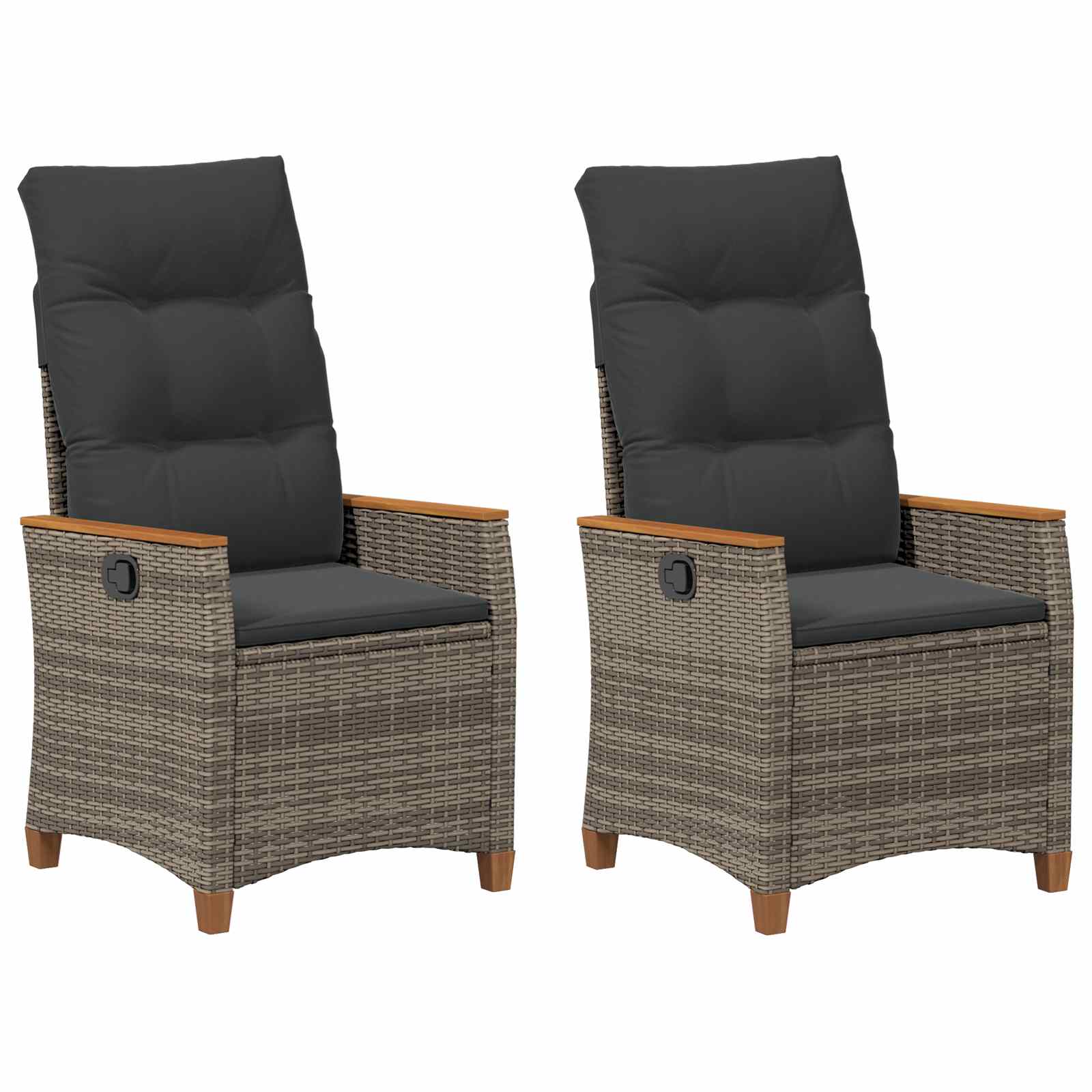 Sedie da Esterno con cuscino Grigio e Blu Navy Rattan 42026865