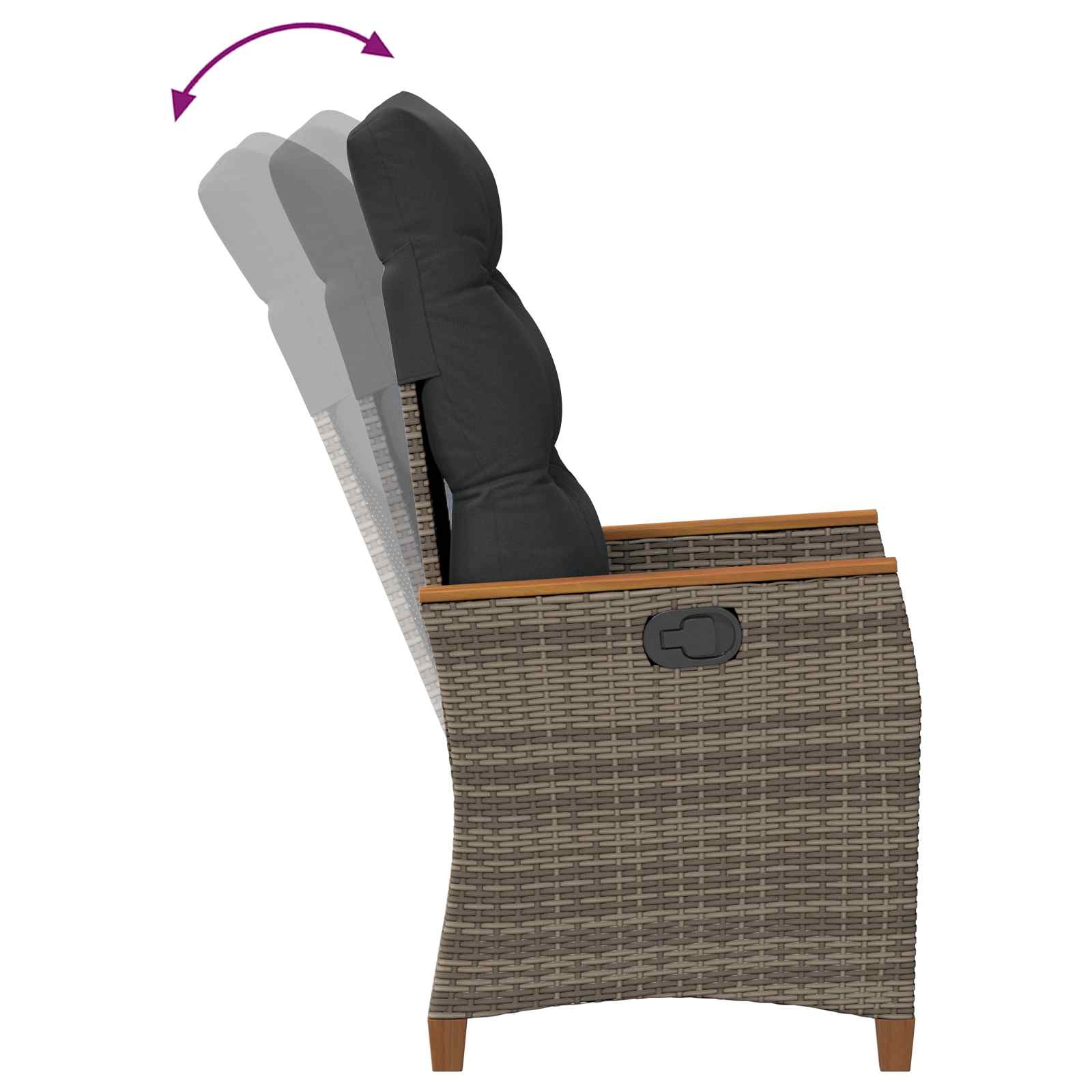 Sedie da Esterno con cuscino Grigio e Blu Navy Rattan 42026865
