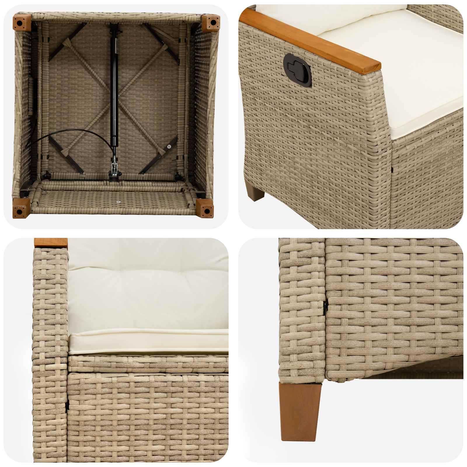 Sedie da Esterno con cuscino Grigio e Blu Navy Rattan 42026866