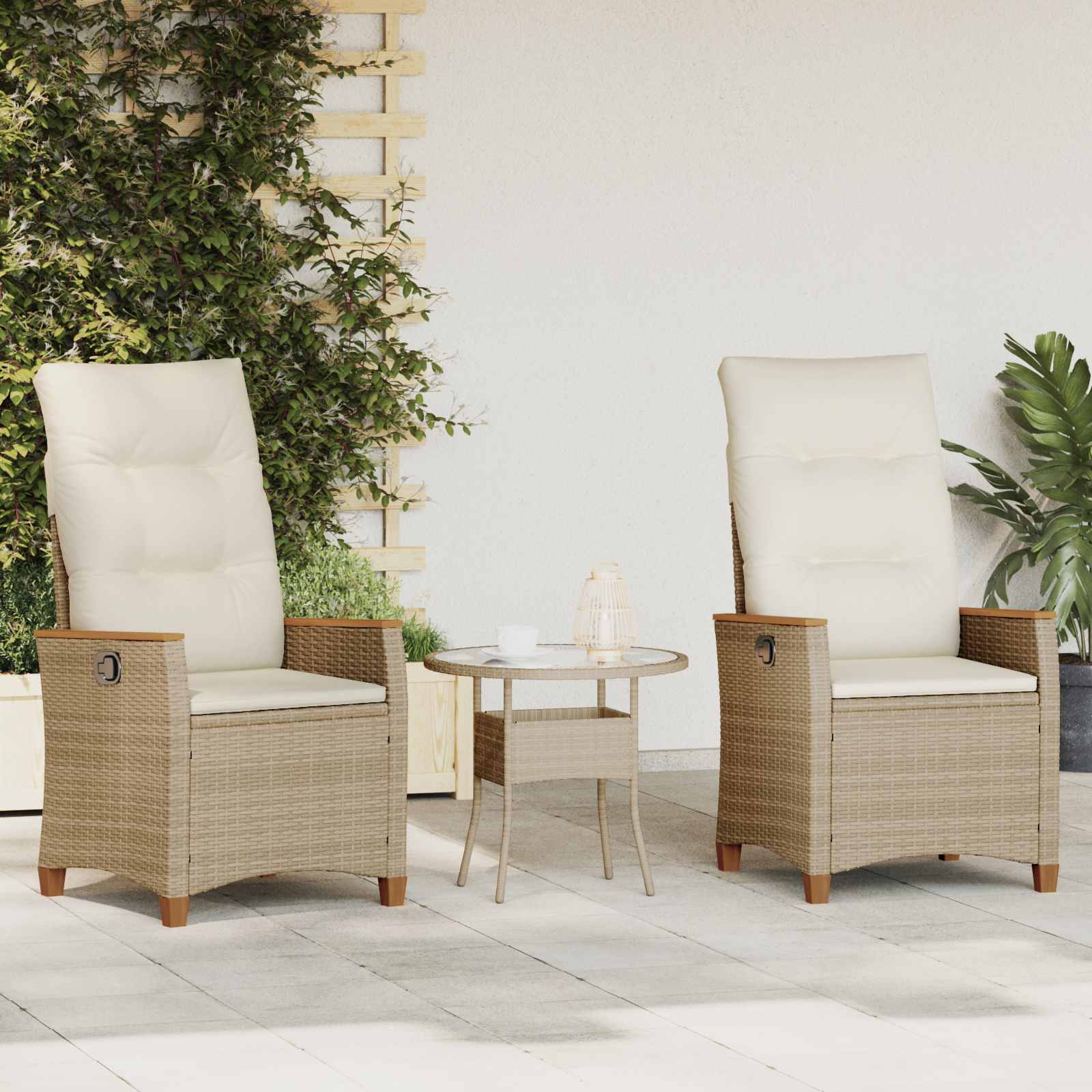 Sedie da Esterno con cuscino Grigio e Blu Navy Rattan 42026866