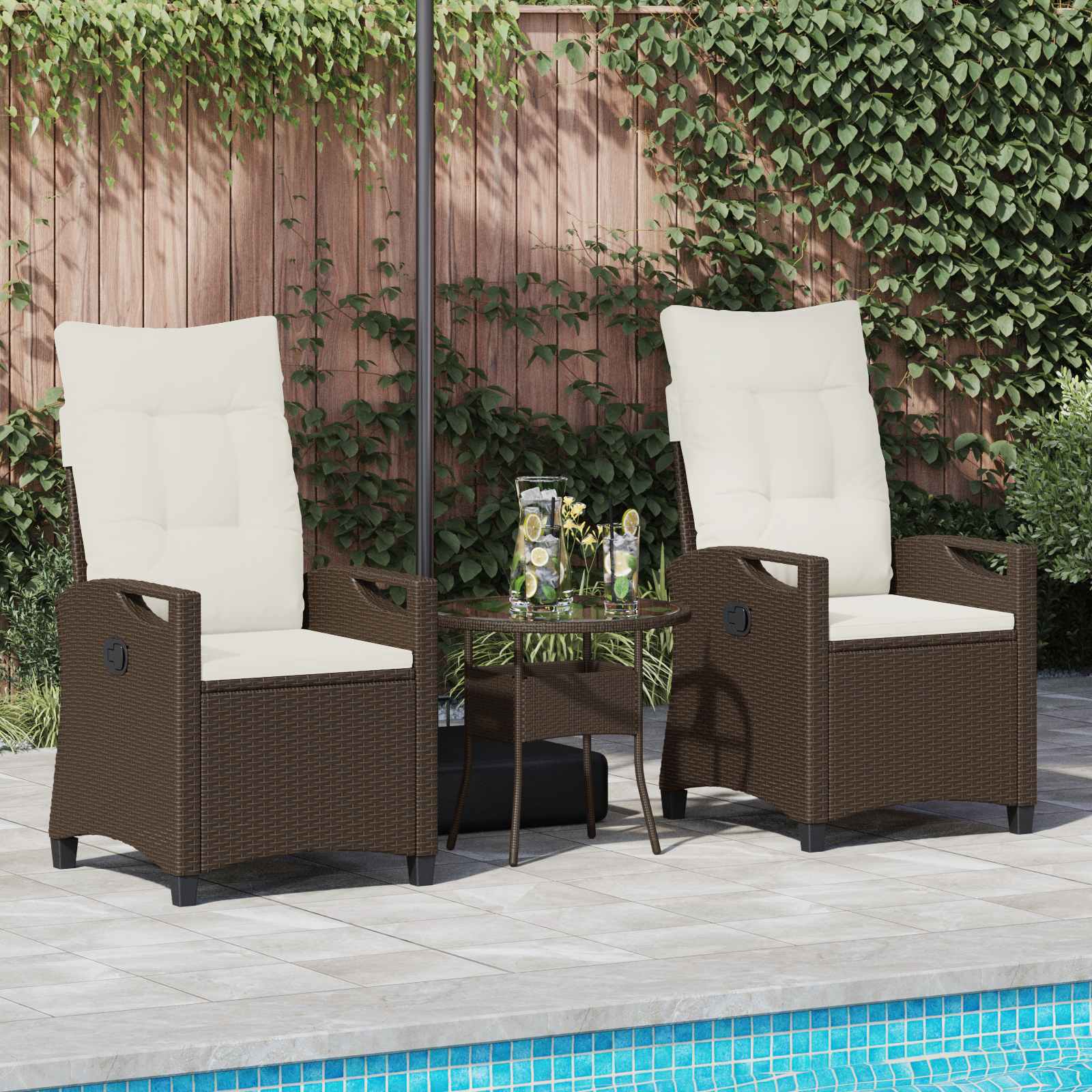 Sedia da Giardino 2 pcs Marrone e Crema 56 x 60 x 112 cm 42026831