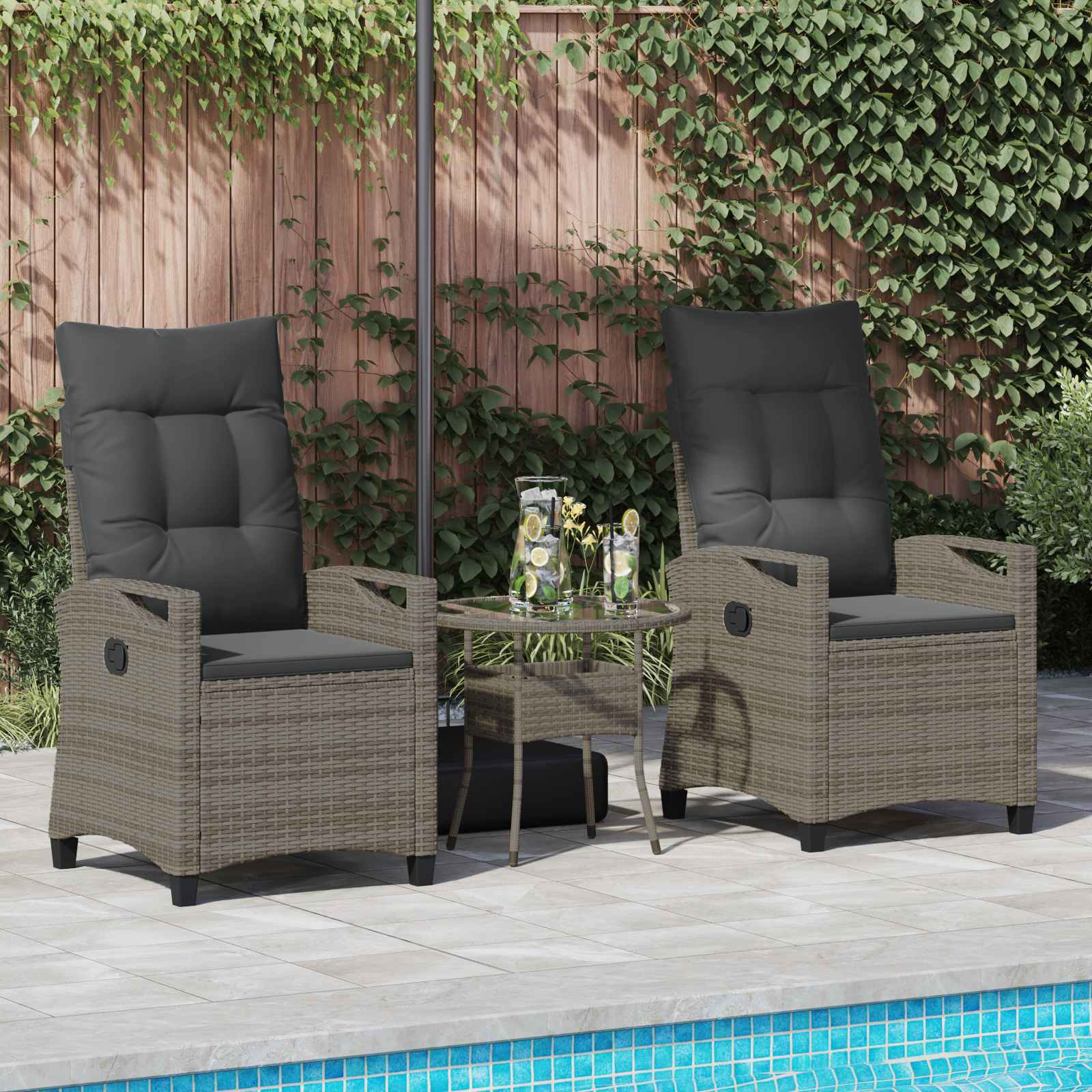 Sedia da Giardino 2 pcs Grigio e Grigio Scuro 56 x 60 x 112 cm