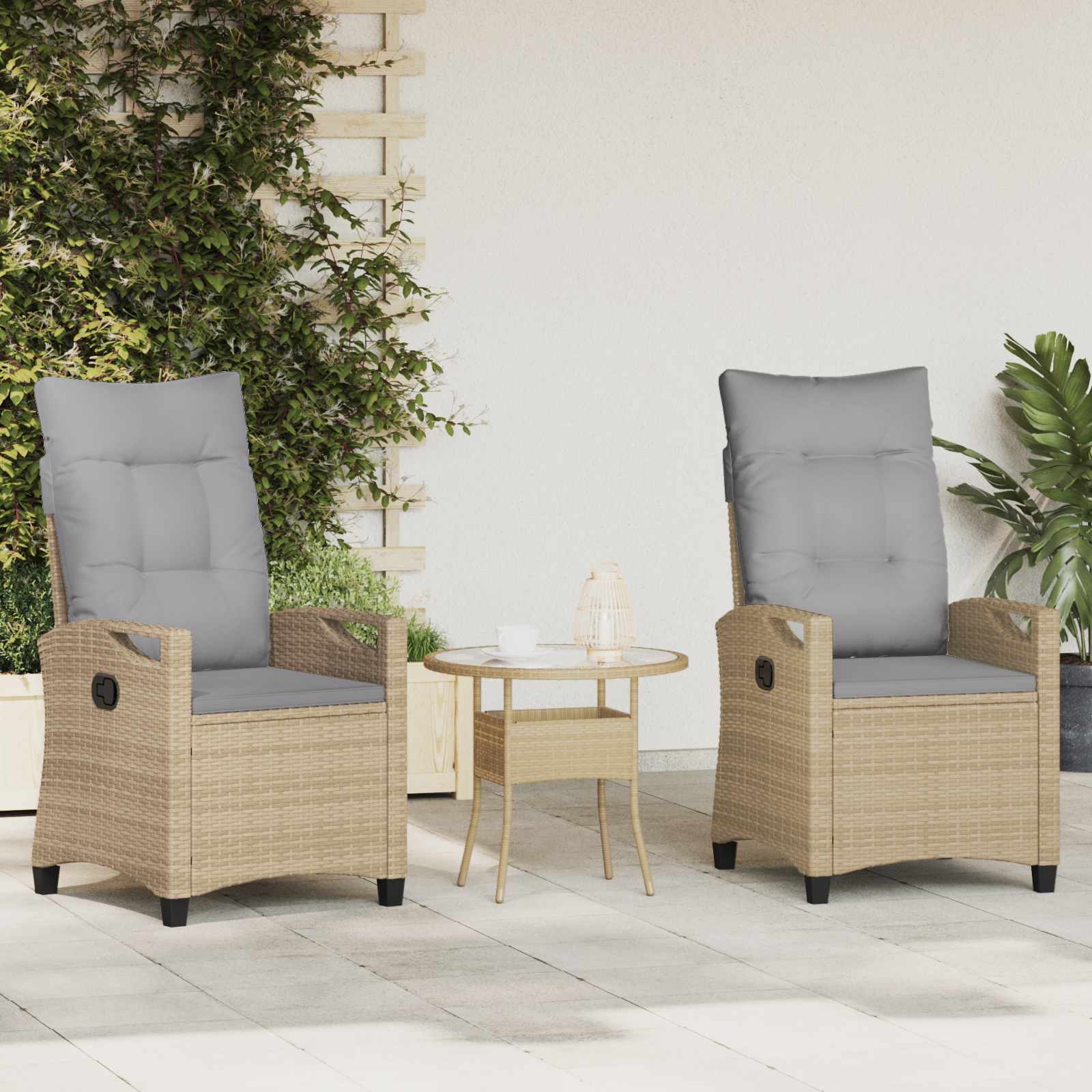 Sedia da Giardino 2 pcs Beige e Grigio Chiaro 56 x 60 x 112 cm