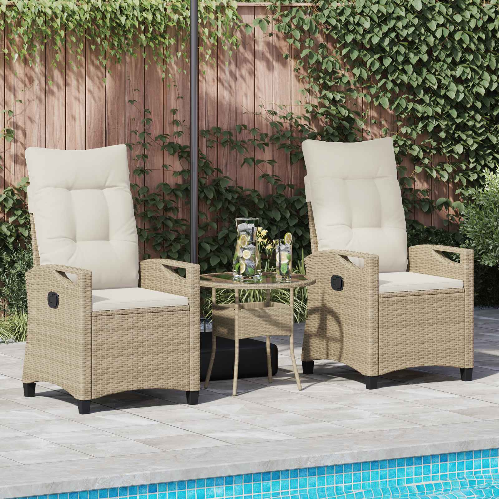 Sedia da Giardino 2 pcs Beige e Crema 56 x 60 x 112 cm 42026834