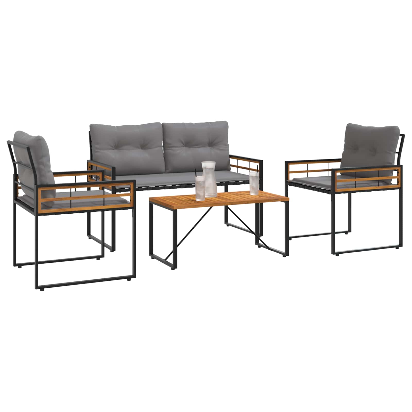 Set di Mobili da Esterno con cuscino 4 pcs Grigio chiaro 42026928