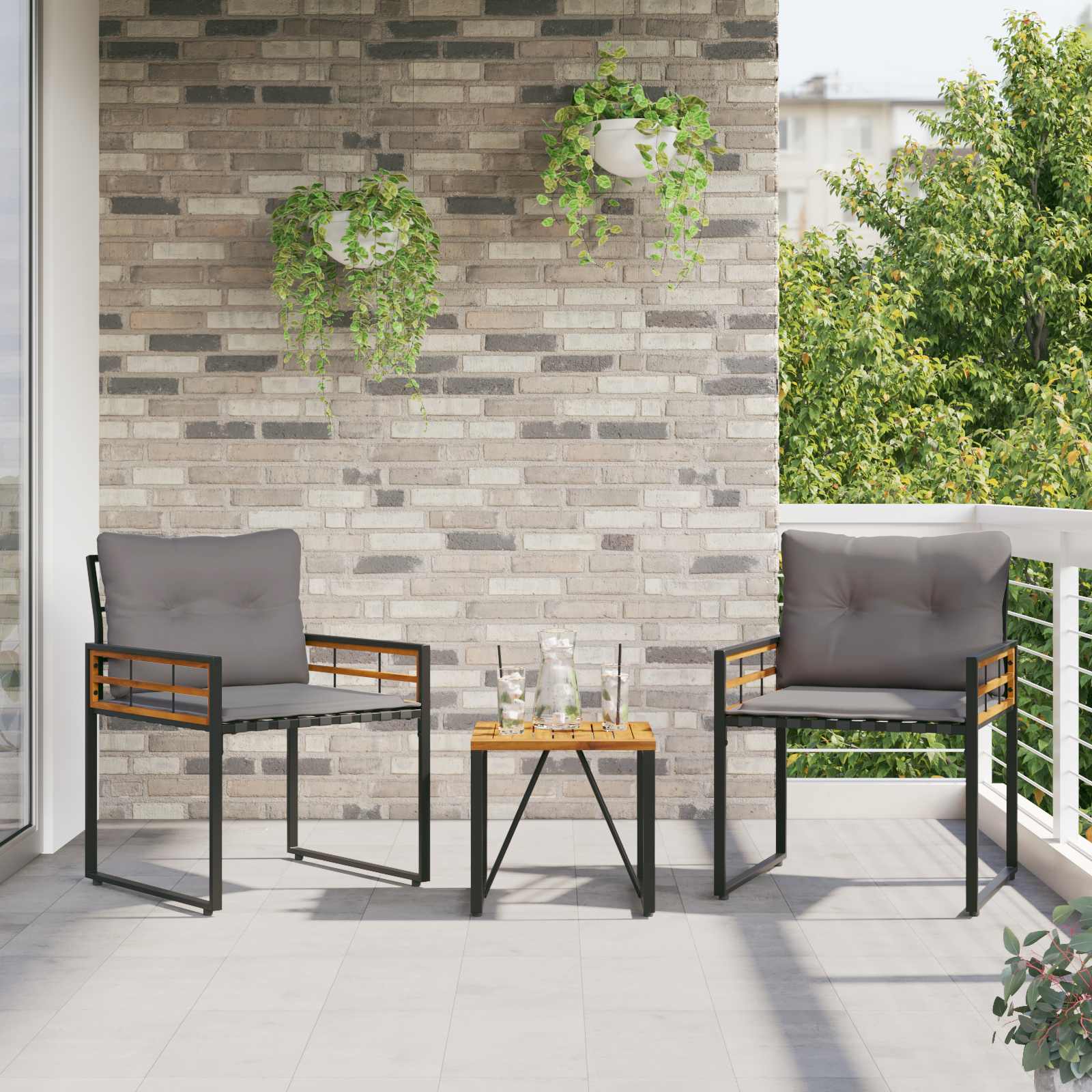 Set di Mobili da Esterno con cuscino 3 pcs Grigio chiaro 42026933