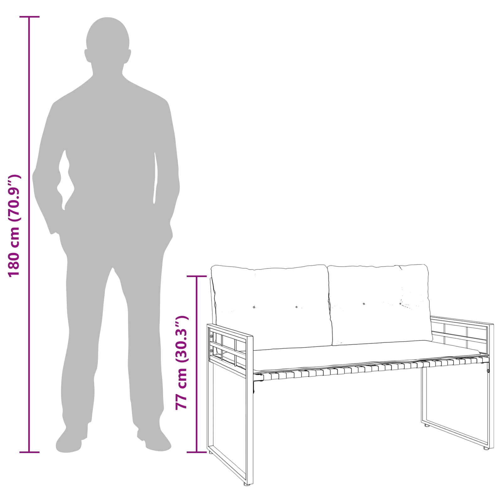 Panchetta in Legno a Strati con cuscino Crema 114 x 55 x 77 cm 42026936