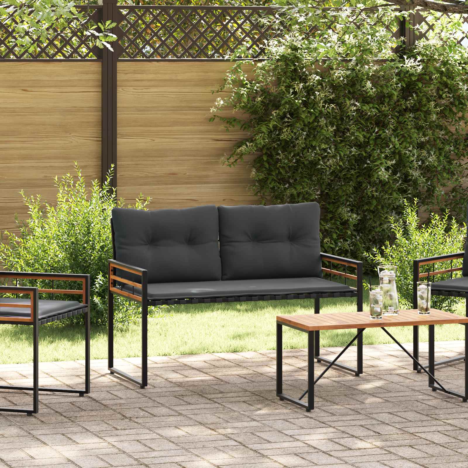 Panchetta in Legno a Strati Grigio tenue 114 x 55 x 77 cm 42026937