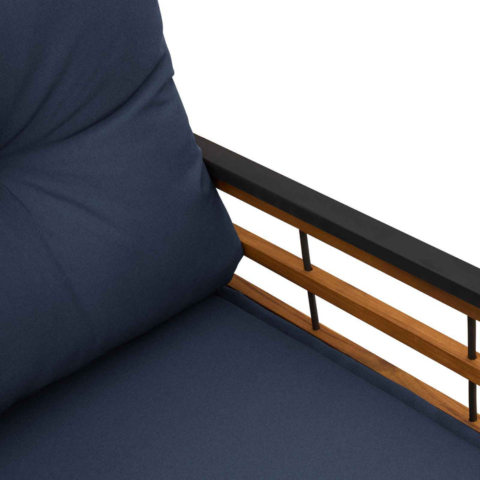 Panchetta in Legno a Strati con cuscino Navy 114 x 55 x 77 cm 42026939