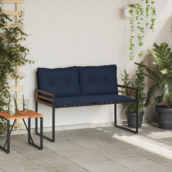 Panchetta in Legno a Strati con cuscino Navy 114 x 55 x 77 cm