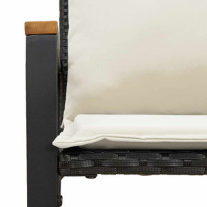 panchina Nero e Bianco Crema 115 x 65 x 72 cm Rattan 42026941