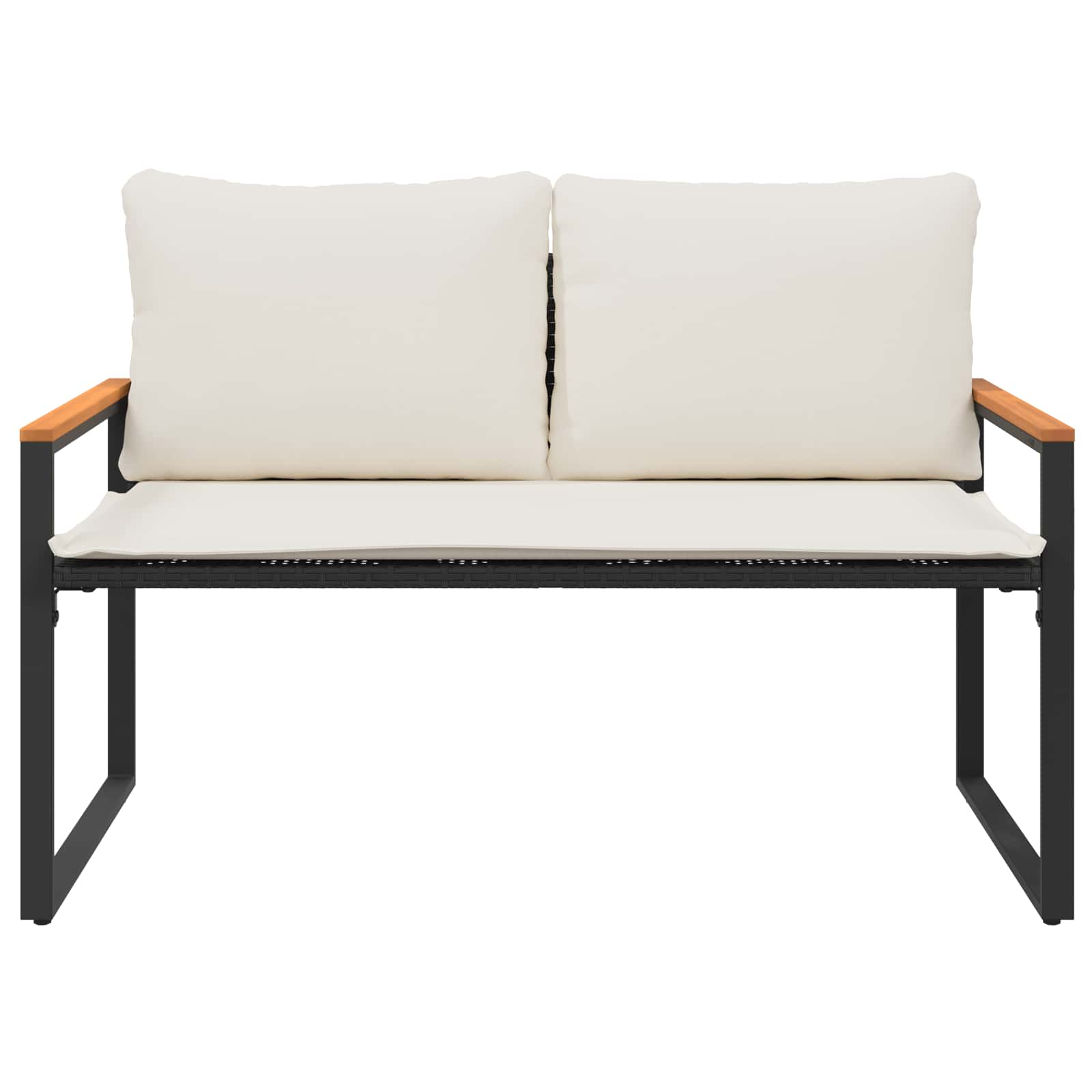 panchina Nero e Bianco Crema 115 x 65 x 72 cm Rattan 42026941