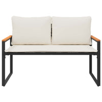 panchina Nero e Bianco Crema 115 x 65 x 72 cm Rattan 42026941