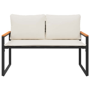 panchina Nero e Bianco Crema 115 x 65 x 72 cm Rattan 42026941