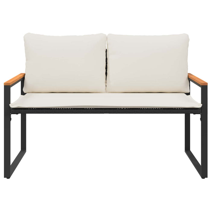 panchina Nero e Bianco Crema 115 x 65 x 72 cm Rattan 42026941