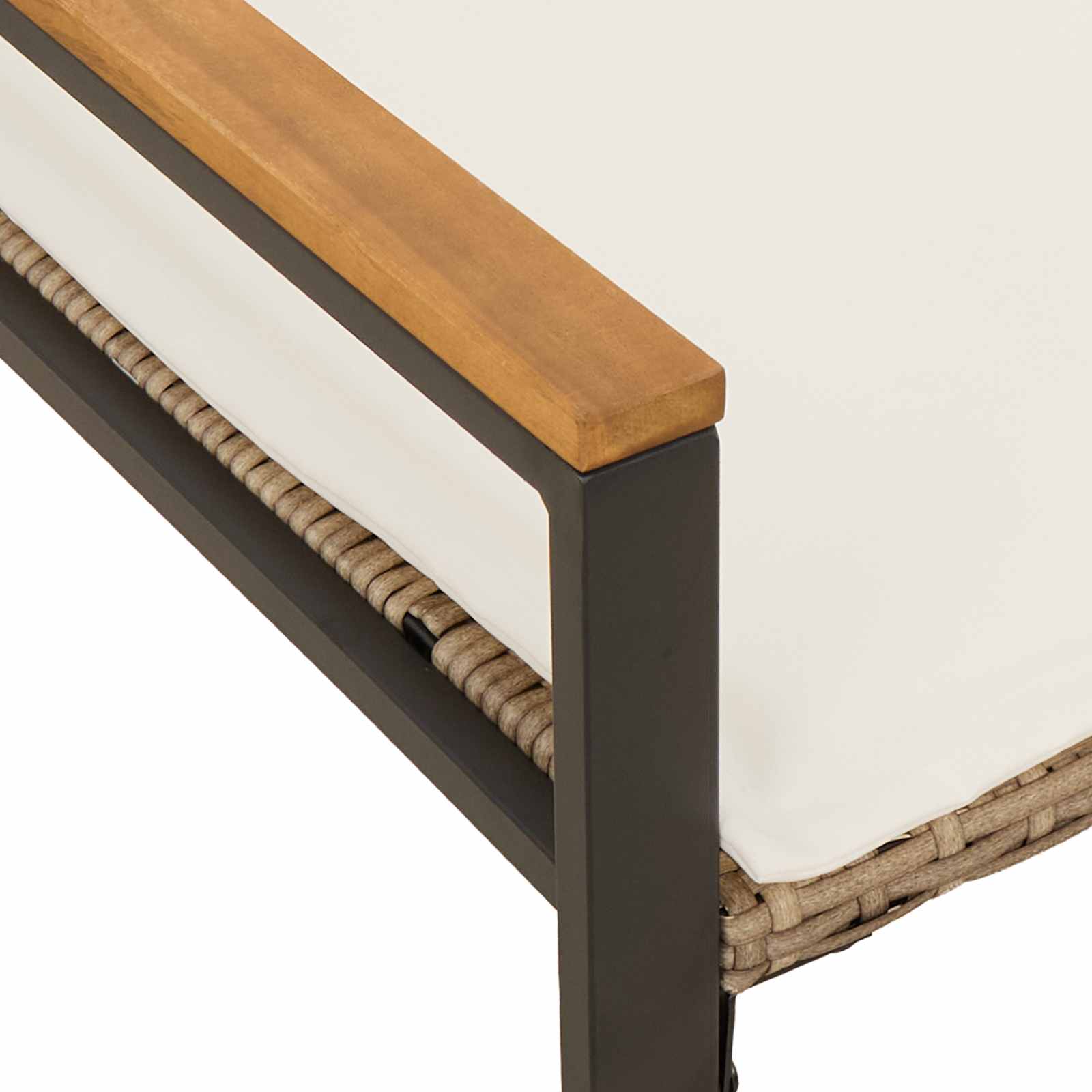 panchina Beige e Bianco Crema 115 x 65 x 72 cm Rattan 42026943