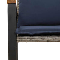 panchina con cuscino Grigio e Blu Navy 115 x 65 x 72 cm Rattan 42026944