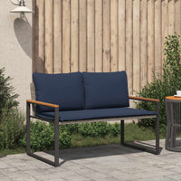panchina con cuscino Grigio e Blu Navy 115 x 65 x 72 cm Rattan 42026944