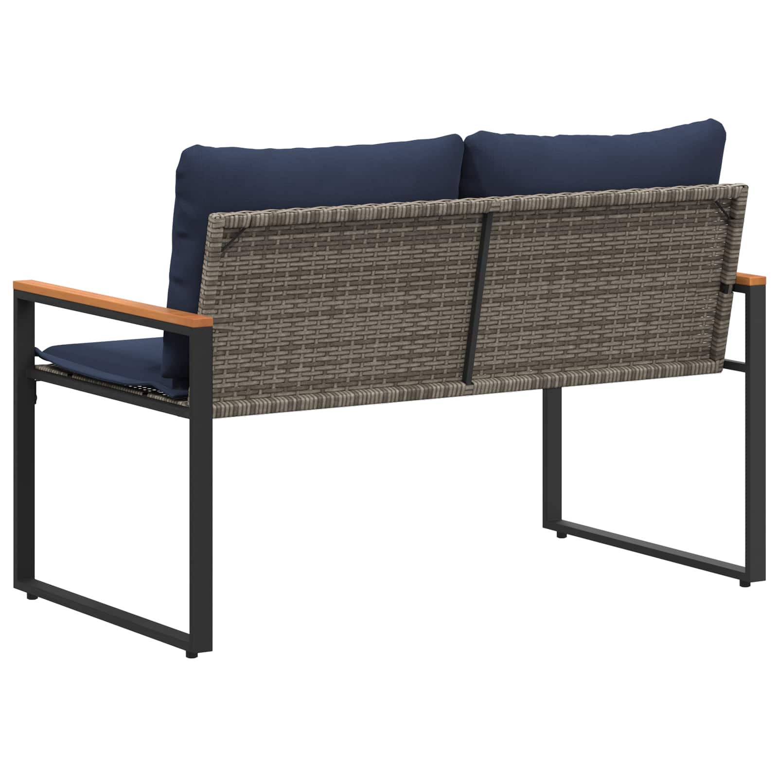 panchina con cuscino Grigio e Blu Navy 115 x 65 x 72 cm Rattan 42026944