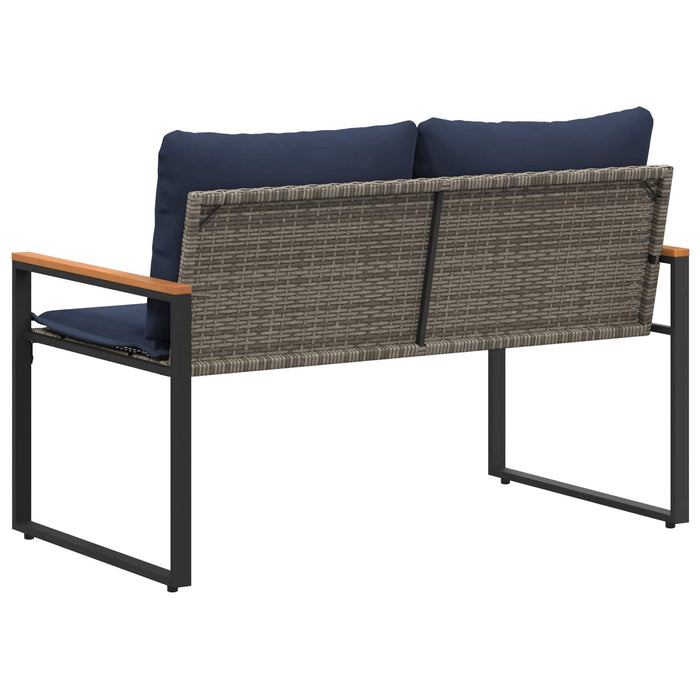 panchina con cuscino Grigio e Blu Navy 115 x 65 x 72 cm Rattan 42026944