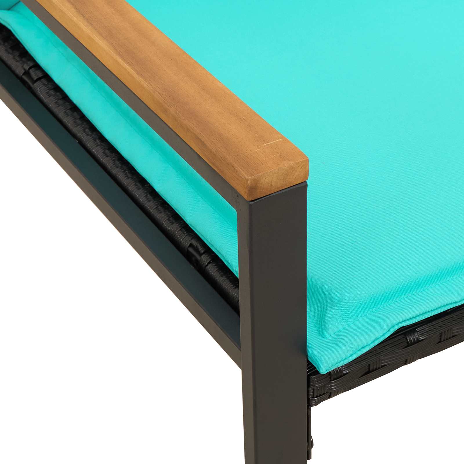 panchina con cuscino Nero e Turchese 115 x 65 x 72 cm Rattan 42026945