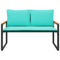 panchina con cuscino Nero e Turchese 115 x 65 x 72 cm Rattan 42026945