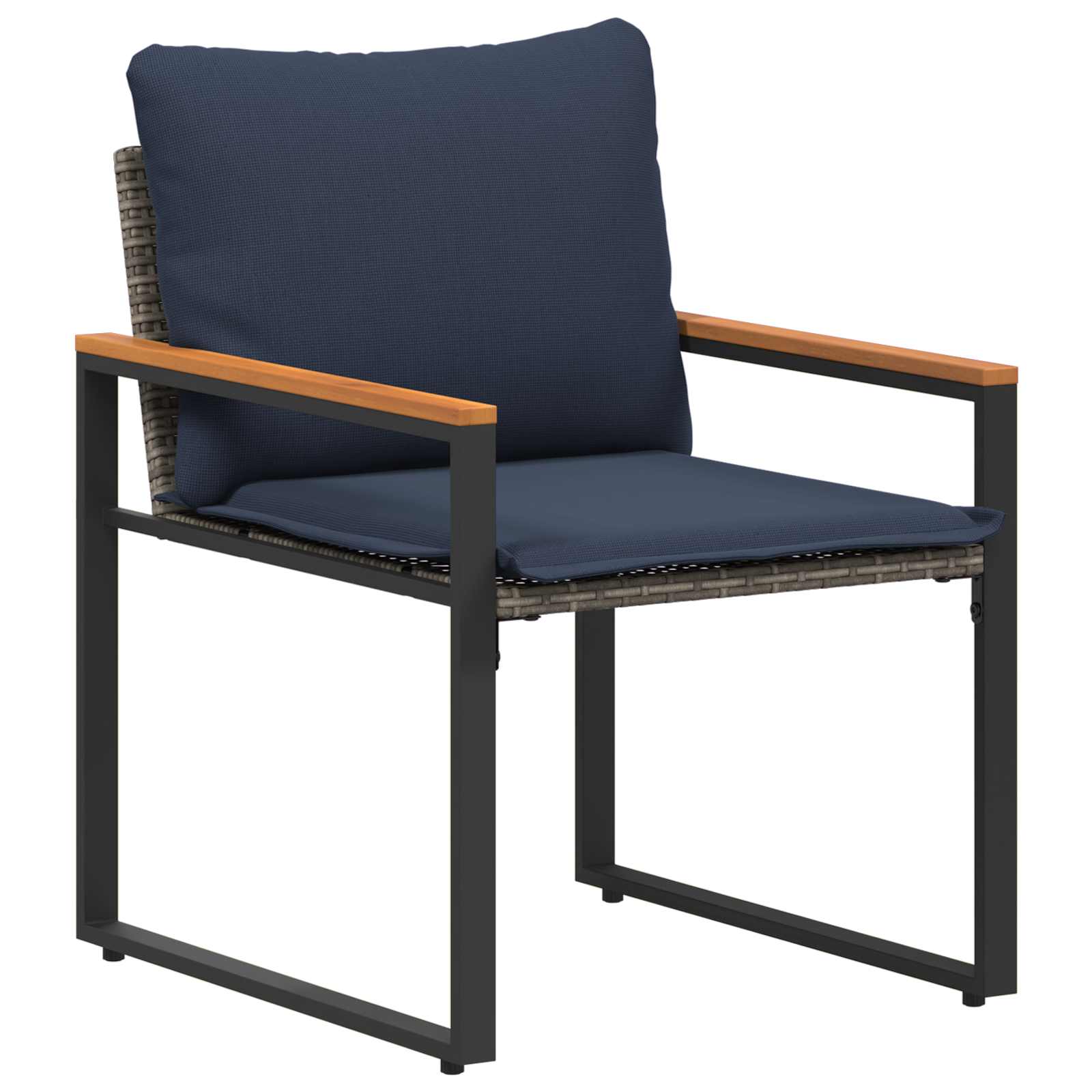 Set di Mobili con cuscino 3 pcs Grigio e Blu Navy Rattan 42026949