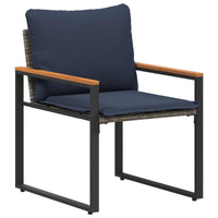 Set di Mobili con cuscino 3 pcs Grigio e Blu Navy Rattan 42026949