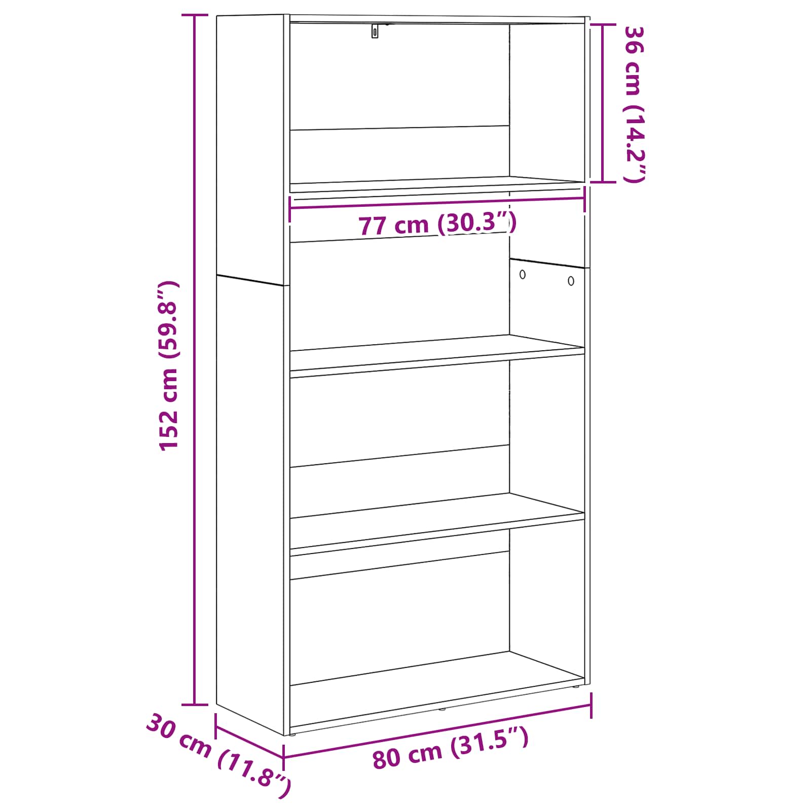 Armadio per Libri Rovere Nero 80 x 30 x 151,5 cm 8003718