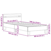 Struttura del letto Rovere Nero 75 x 190 cm Legno multistrato 8003738