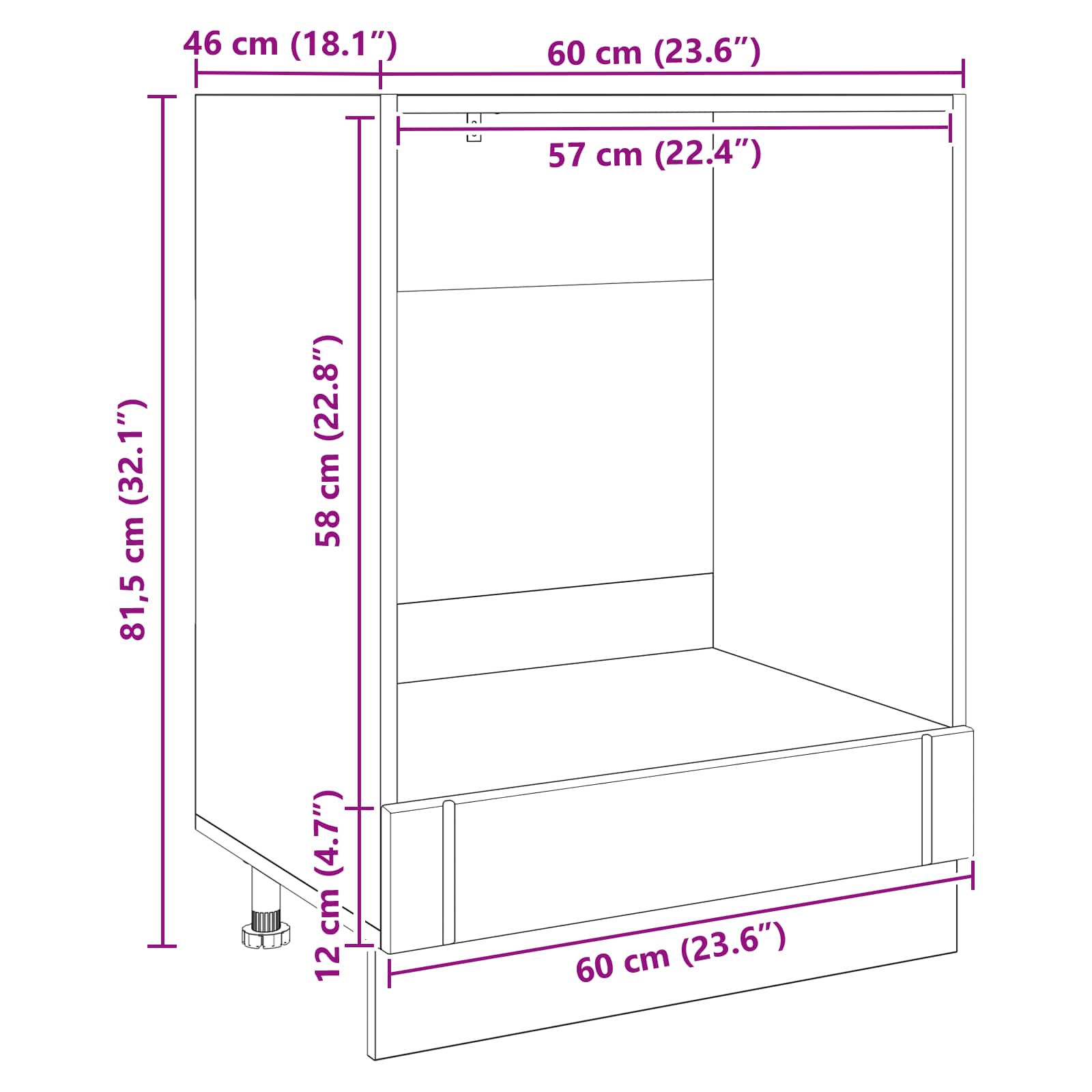 Mobile da cucina Rovere Nero 60 x 46 x 81,5 cm 8003820